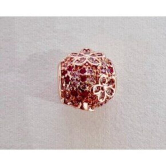 Pink Pav?? Daisy Flower Charm - 14k rose gold - Fits Pandora Charm Bracelets - Picture 5 of 5